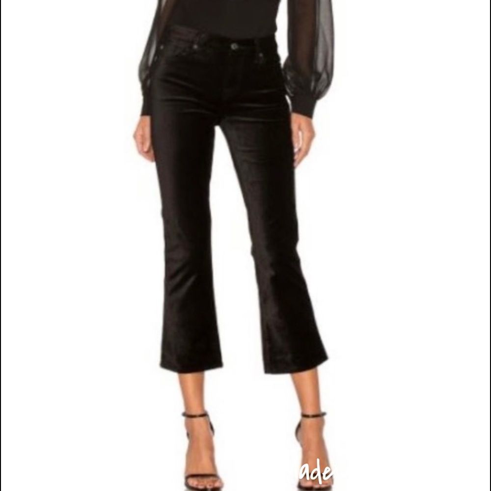 7 For All Makind Black Velvet Crop Boot Jeans 25